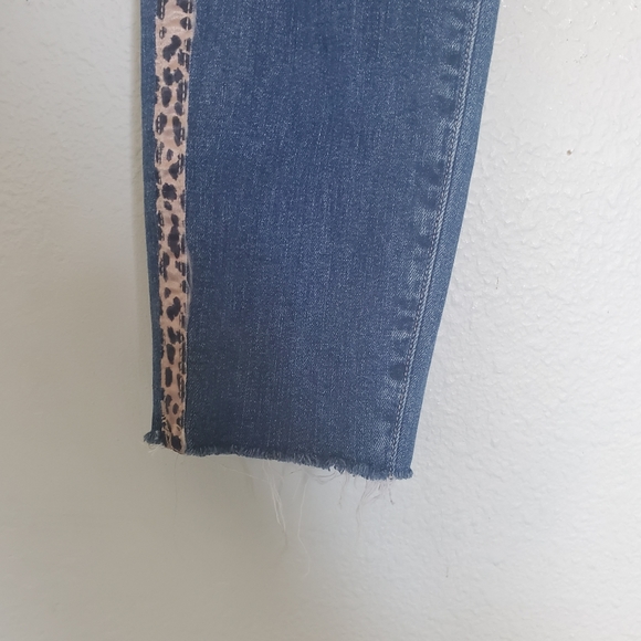 Paige Leopard Tux Stripe Skinny Jeans Size 27 - Picture 9 of 12
